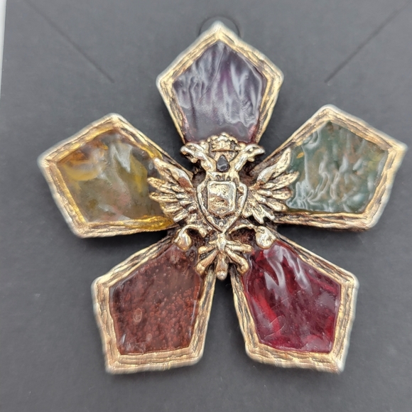 Coro | Vintage Venetian Glow Star Stained Glass Brooch - Picture 5 of 6